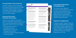 An illustration of a LifeSTAT Personal Health File from Sapphire Digital. Features include The Quickview Data Summary, Advanced Directives and Patient Instructions, Prescription Medications and Drug Exposures, and Diagnostic Imaging Data.